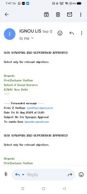 Synopsis approved